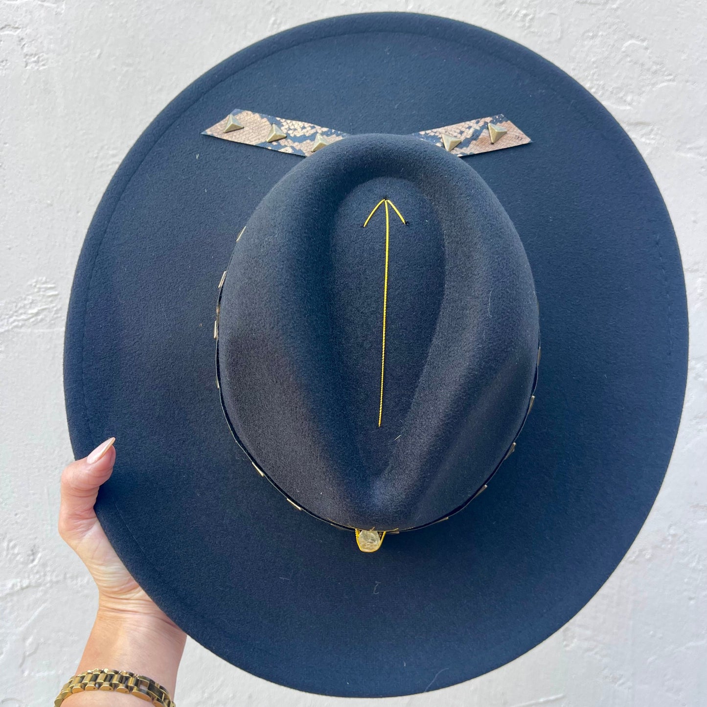 Ray of Alma – Black with Citrine & Snakeskin Studded Band