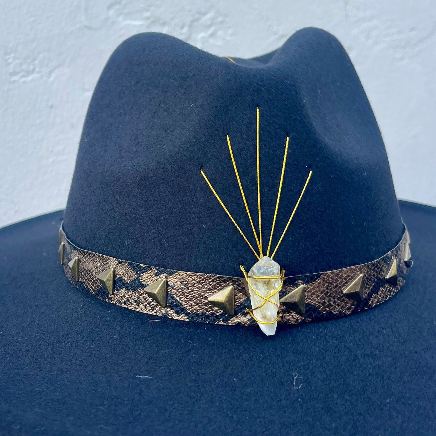 Ray of Alma – Black with Citrine & Snakeskin Studded Band