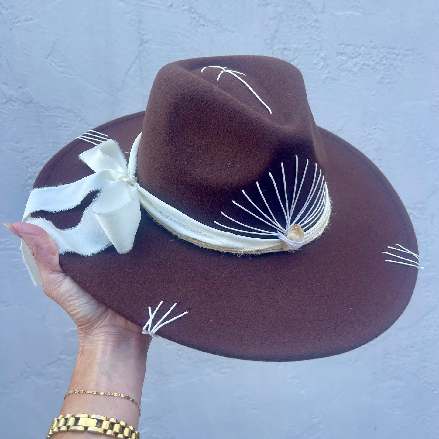 Alvarado - Brown with Citrine & Cream Ribbon