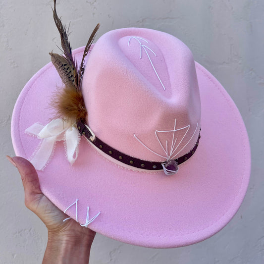 Seta da Alma – Pastel Pink with Amethyst & Brown/ Cream Band