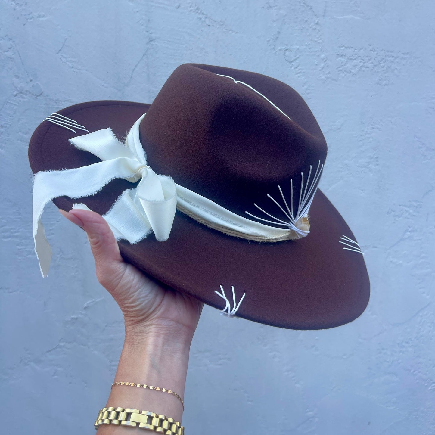 Alvarado - Brown with Citrine & Cream Ribbon